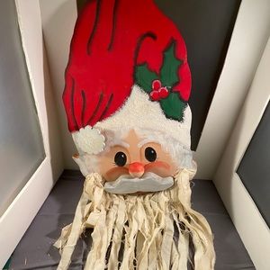 Wooden Santa Face Door/Wall Decoration Great Cond